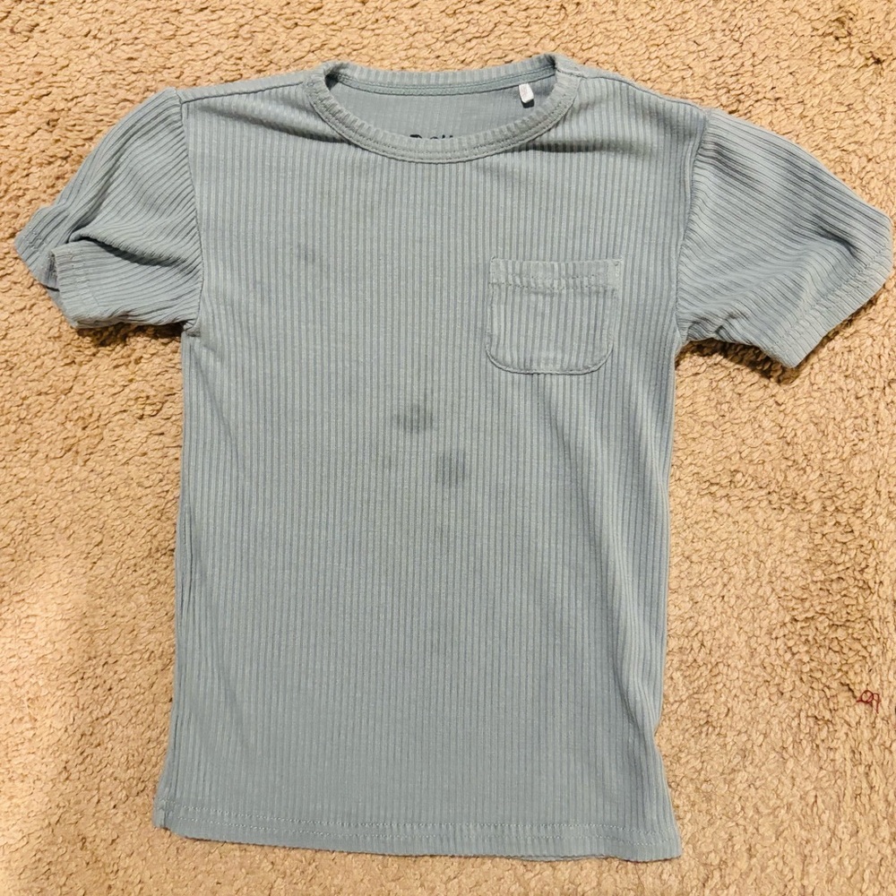 Little sleepies ribbed sage green grey tee shirt 12-18m